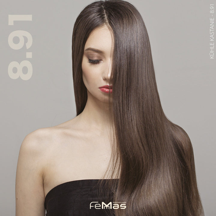 FemMas Haarfarbe 100 ml - Hellblond Kühle Kastanie (Farbcode: 8.91)