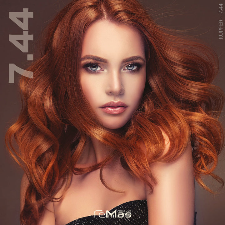 FemMas Haarfarbe 100 ml - Mittelblond Kupfer Intensiv (Farbcode: 7.44)