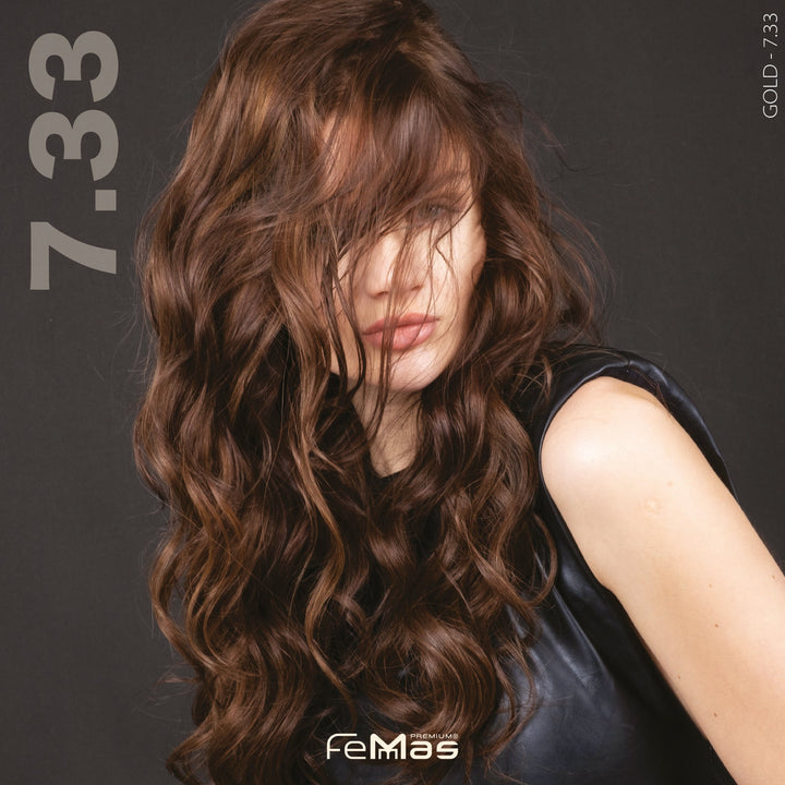 FemMas Haarfarbe 100 ml - Mittelblond Gold Intensiv (Farbcode: 7.33)