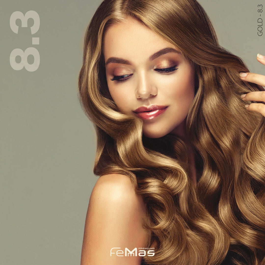 FemMas Haarfarbe 100 ml - Hellblond Gold (Farbcode: 8.3)