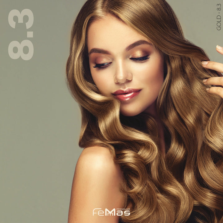 FemMas Haarfarbe 100 ml - Hellblond Gold (Farbcode: 8.3)