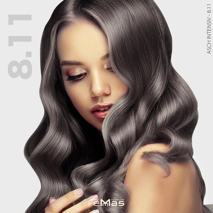 FemMas Haarfarbe 100 ml - Hellblond Asch Intensive (Farbcode: 8.11)
