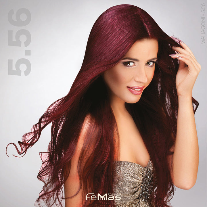 FemMas Haarfarbe 100 ml - Hellbraun Mahagoni Rot (Farbcode: 5.56)