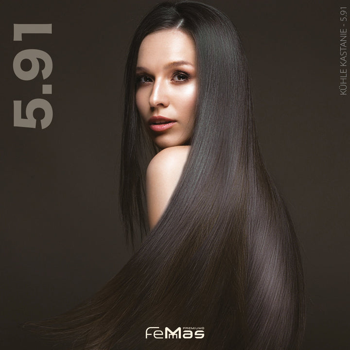FemMas Haarfarbe 100 ml - Hellbraun Kühle Kastanie (Farbcode: 5.91)