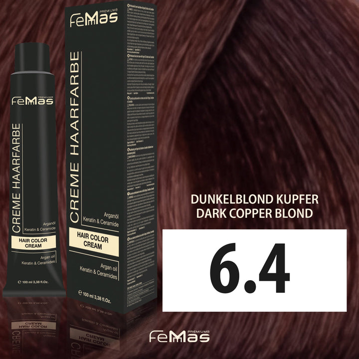 FemMas Haarfarbe 100 ml - Dunkelblond Kupfer (Farbcode: 6.4)