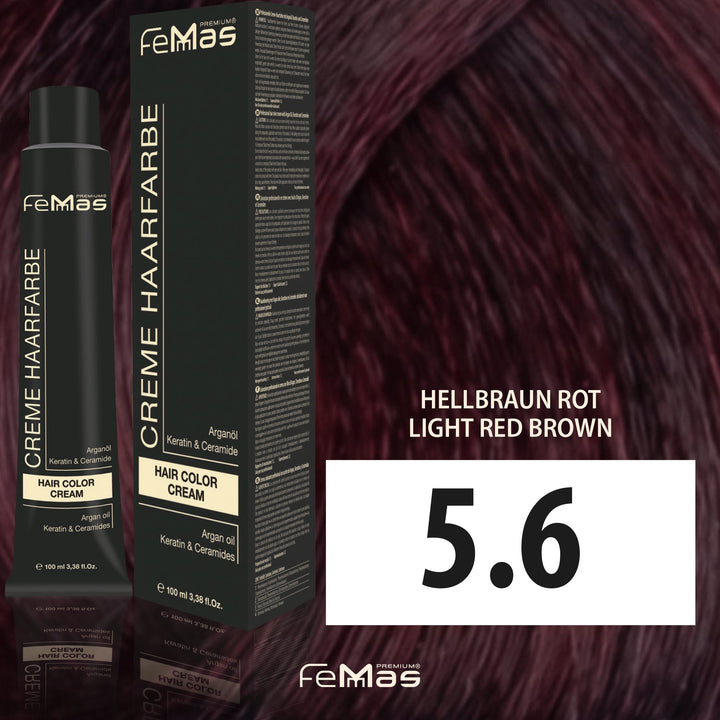 FemMas Haarfarbe 100 ml -  Hellbraun Rot (Farbcode: 5.6)