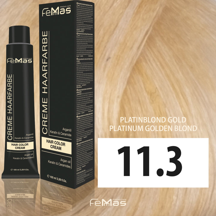 FemMas Haarfarbe 100 ml -  Platinblond Gold (Farbcode: 11.3)