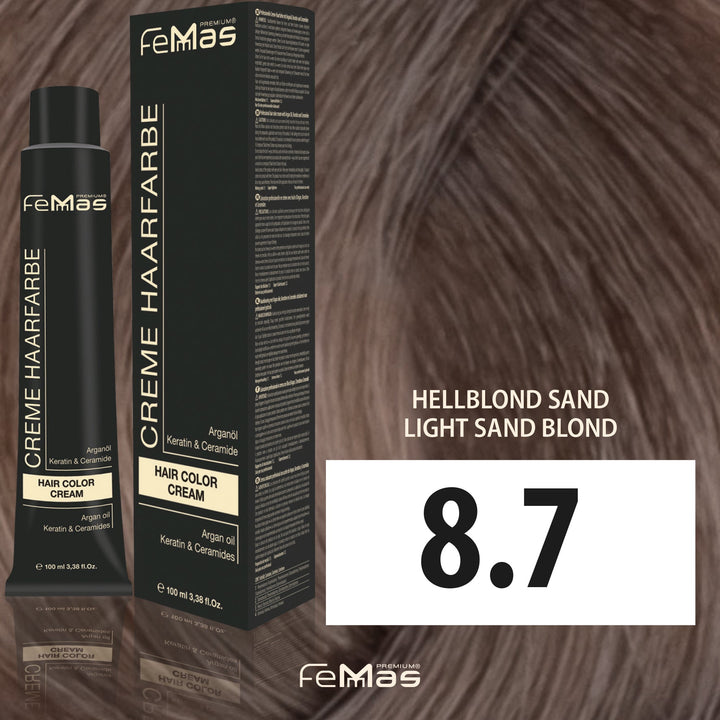 FemMas Haarfarbe 100 ml - Hellblond Sand (Farbcode: 8.7)