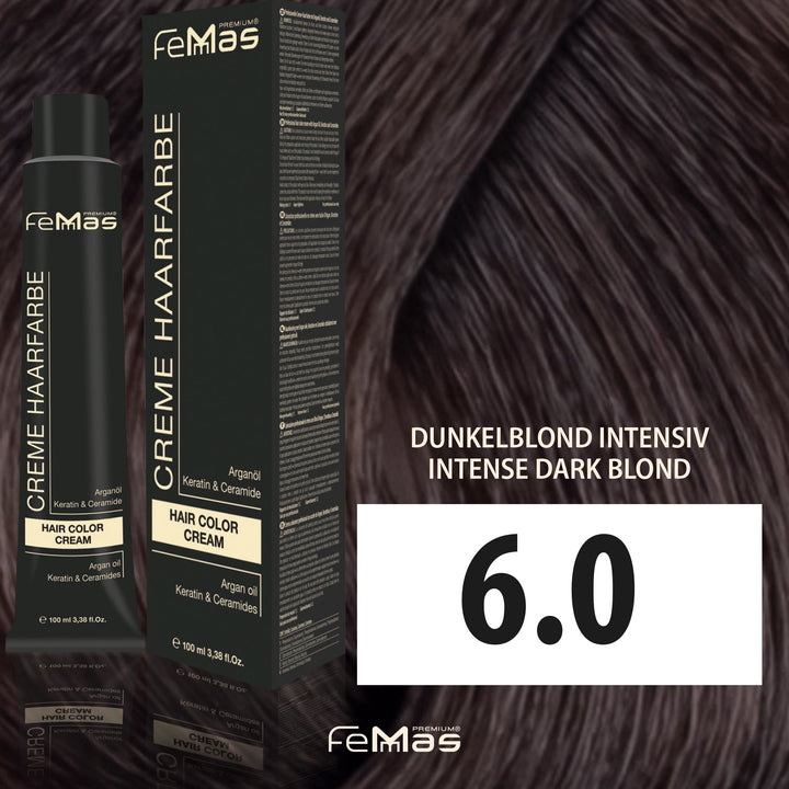 FemMas Haarfarbe 100 ml - Dunkelblond Intensive (Farbcode: 6.0)