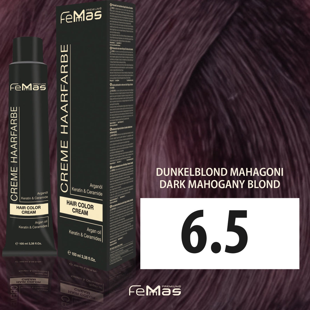 FemMas Haarfarbe 100 ml - Dunkelblond Mahagoni (Farbcode: 6.5)