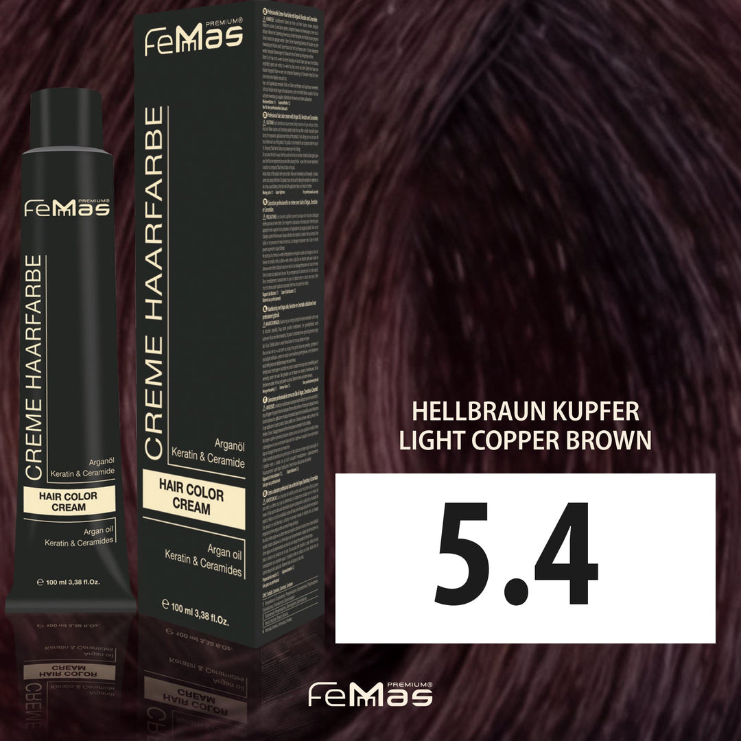 FemMas Haarfarbe 100 ml - Hellbraun Kupfer (Farbcode: 5.4)