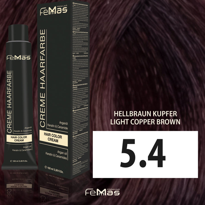 FemMas Haarfarbe 100 ml - Hellbraun Kupfer (Farbcode: 5.4)