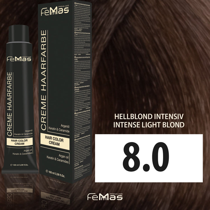 FemMas Haarfarbe 100 ml - Hellblond Intensive (Farbcode: 8.0)
