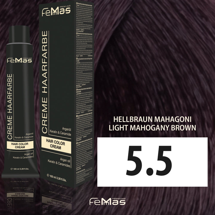 FemMas Haarfarbe 100 ml - Hellbraun Mahagoni (Farbcode: 5.5)