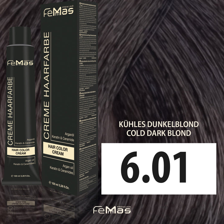 FemMas Haarfarbe 100 ml - Kühles Dunkelblond (Farbcode: 6.01)