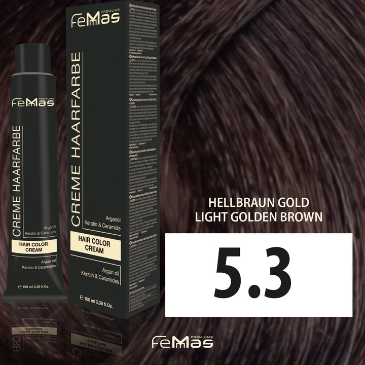 FemMas Haarfarbe 100 ml - Hellbraun Gold (Farbcode: 5.3)