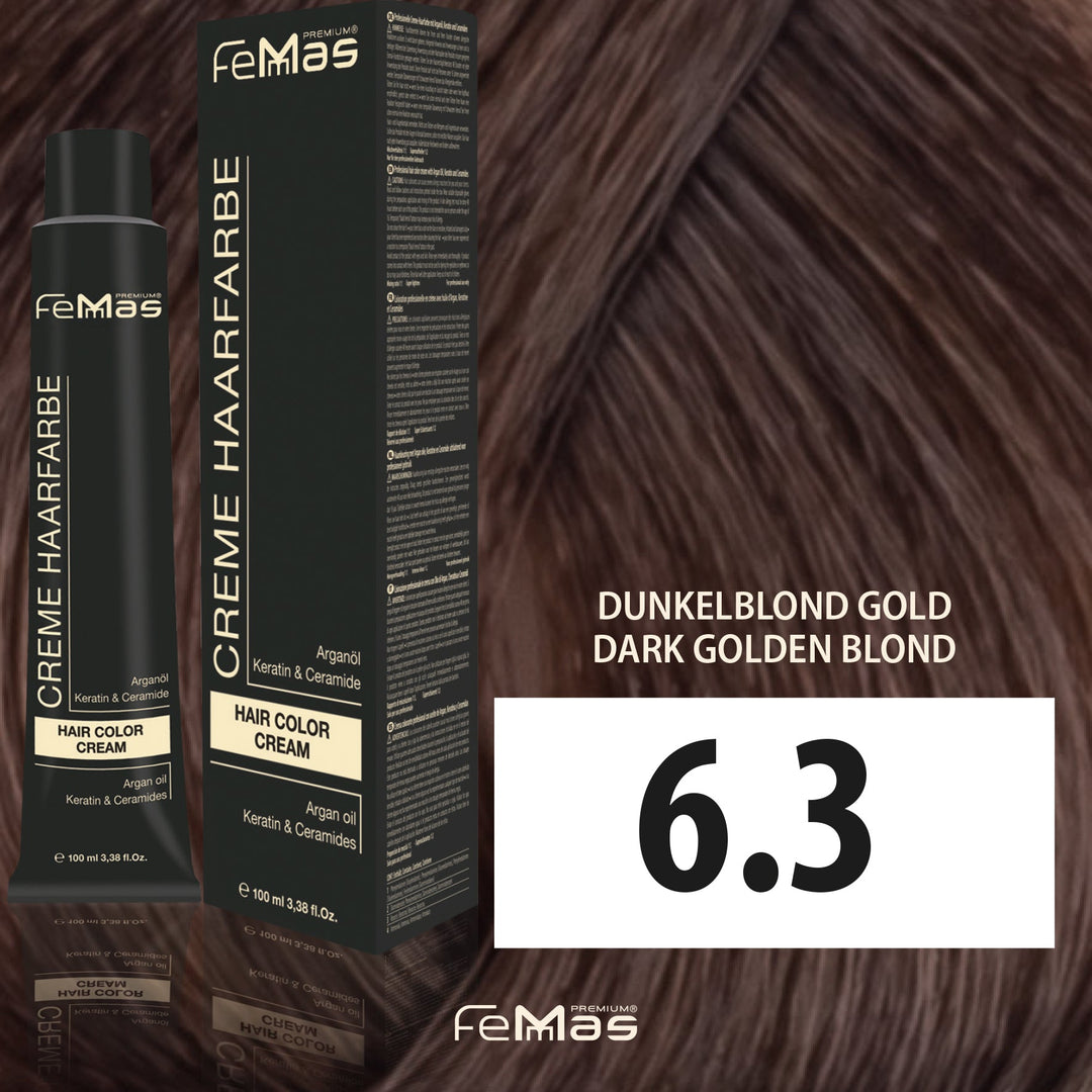 FemMas Haarfarbe 100 ml - Dunkelblond Gold (Farbcode: 6.3)