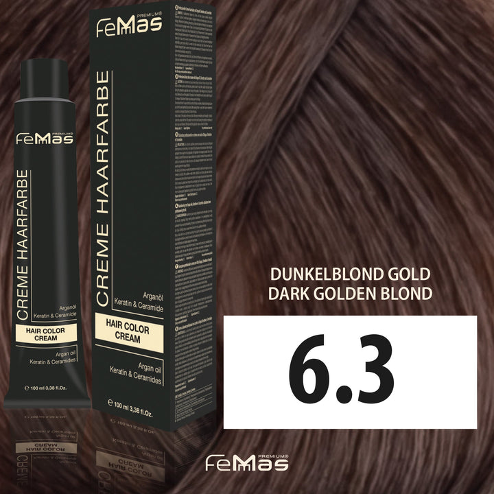 FemMas Haarfarbe 100 ml - Dunkelblond Gold (Farbcode: 6.3)