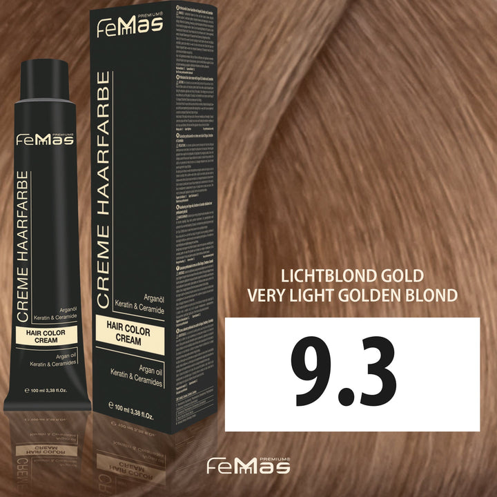 FemMas Haarfarbe 100 ml -  Sehr Hellblond Gold (Farbcode: 9.3)