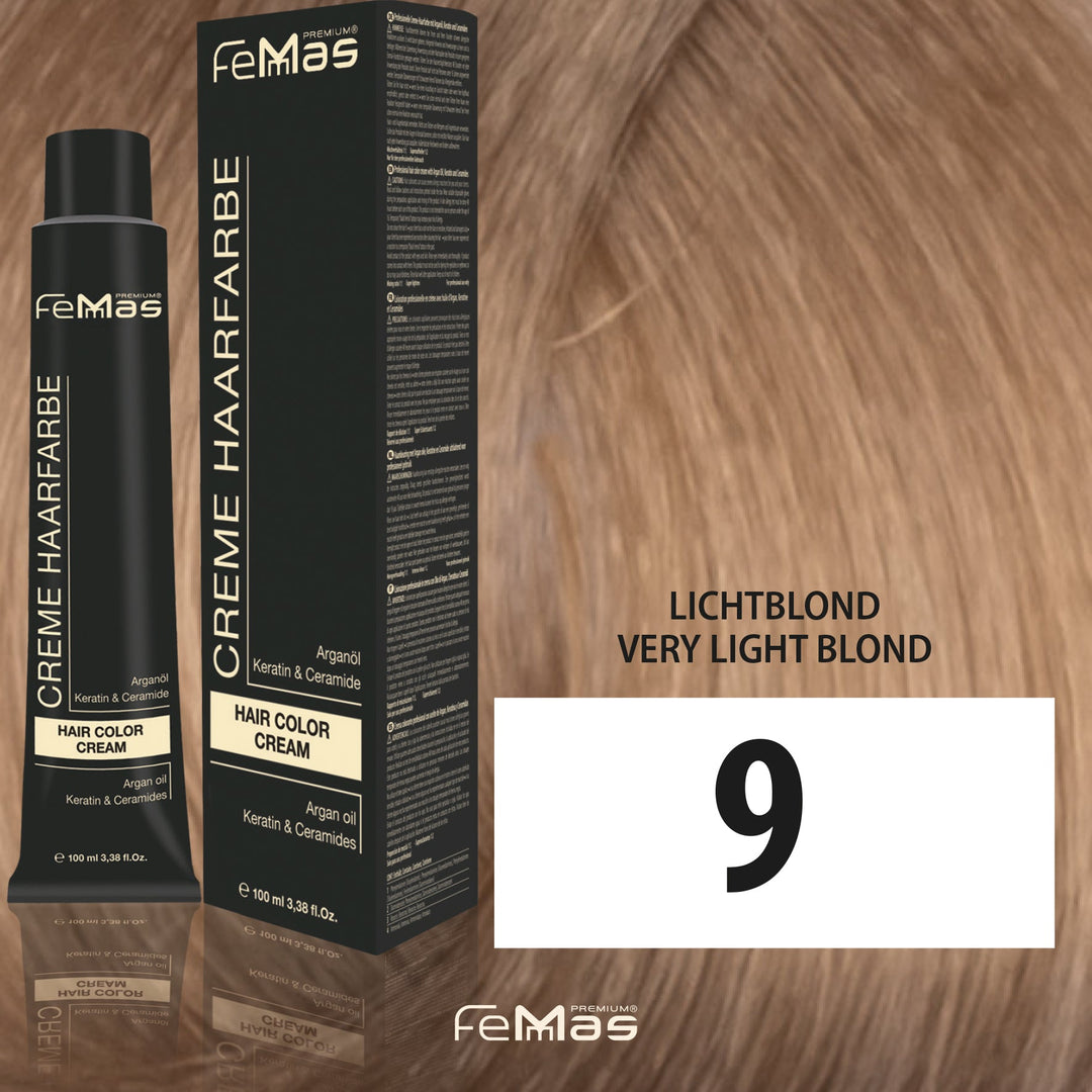 FemMas Haarfarbe 100 ml - Sehr Hellblond (Farbcode: 9)