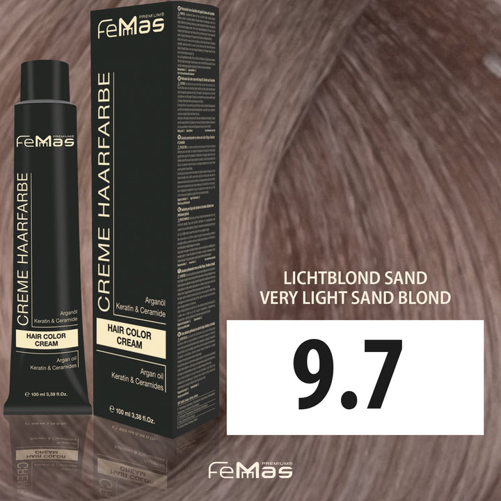 FemMas Haarfarbe 100 ml - Sehr Hellblond Sand (Farbcode: 9.7)