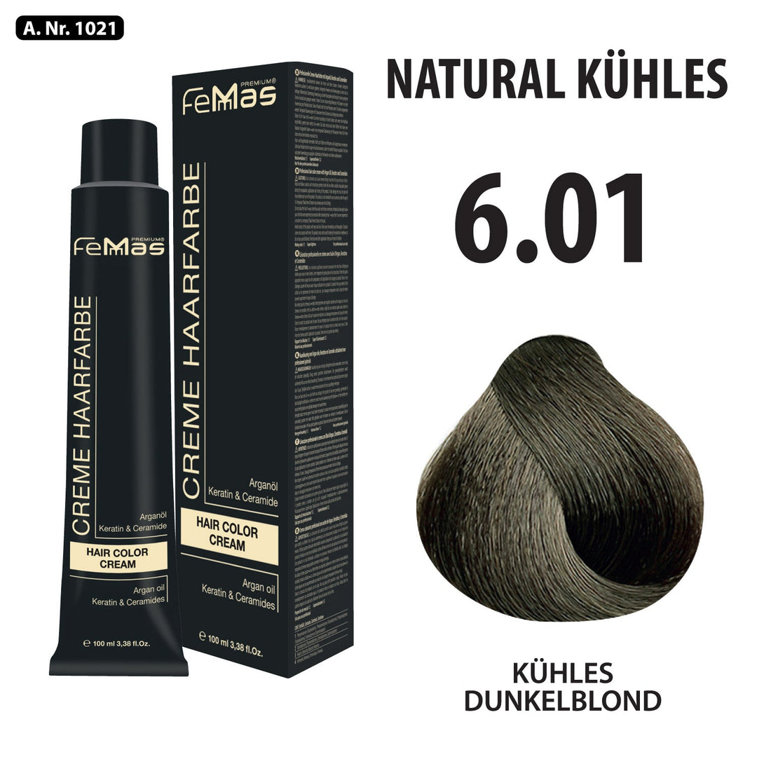 FemMas Haarfarbe 100 ml - Kühles Dunkelblond (Farbcode: 6.01)