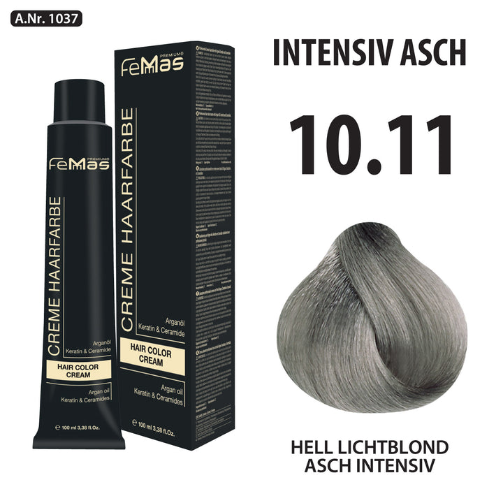 FemMas Haarfarbe 100 ml - Lichtblond Asch Intensive (Farbcode: 10.11)