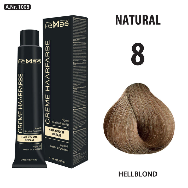 FemMas Haarfarbe 100 ml - Hellblond (Farbcode: 8)