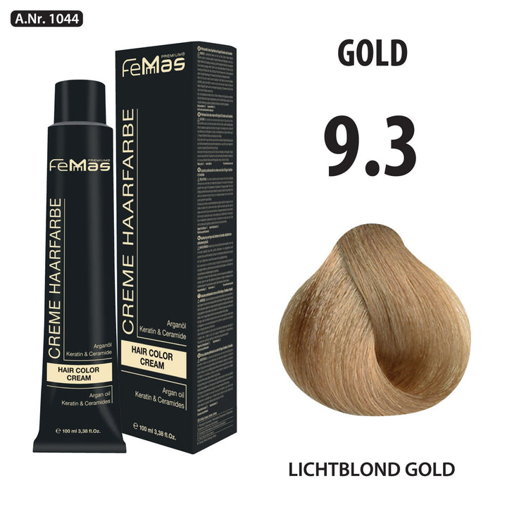 FemMas Haarfarbe 100 ml -  Sehr Hellblond Gold (Farbcode: 9.3)