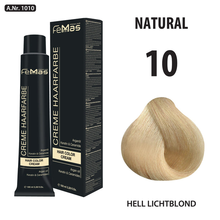 FemMas Haarfarbe 100 ml - Hell Lichtblond (Farbcode: 10)