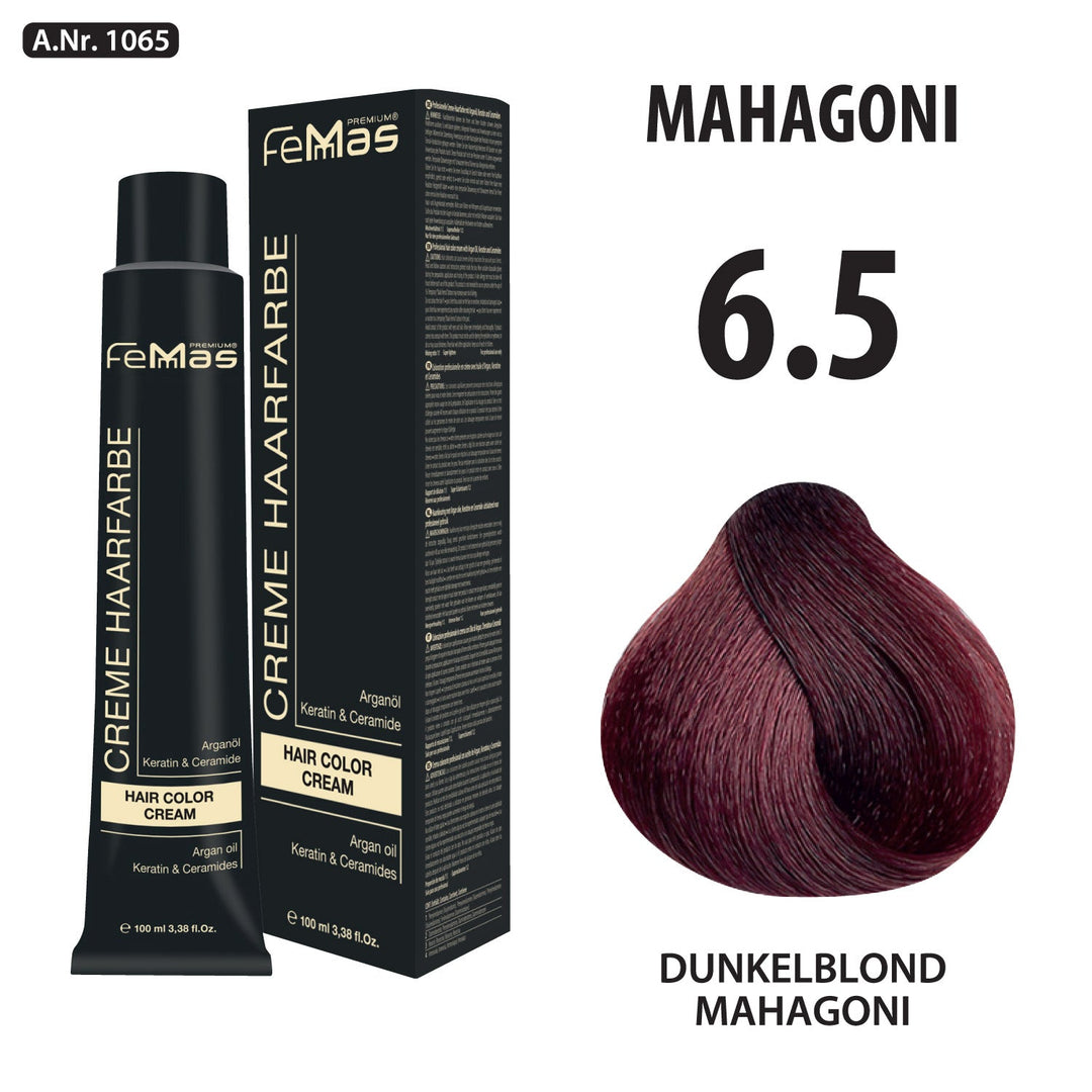 FemMas Haarfarbe 100 ml - Dunkelblond Mahagoni (Farbcode: 6.5)