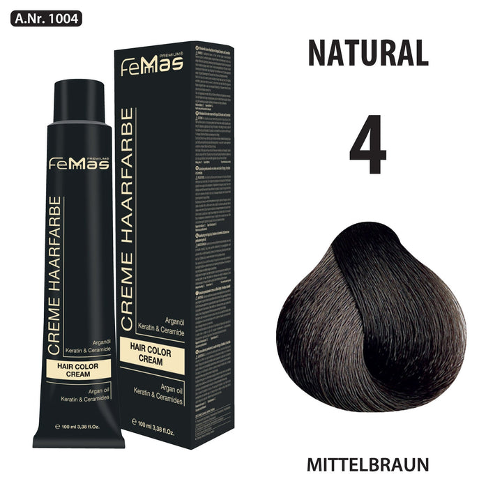 FemMas Haarfarbe 100 ml - Mittelbraun (Farbcode: 4)