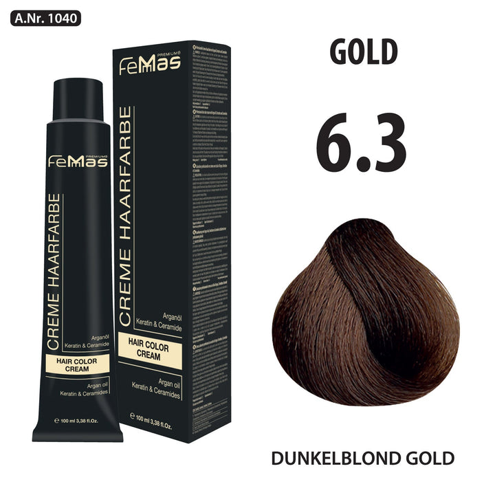 FemMas Haarfarbe 100 ml - Dunkelblond Gold (Farbcode: 6.3)