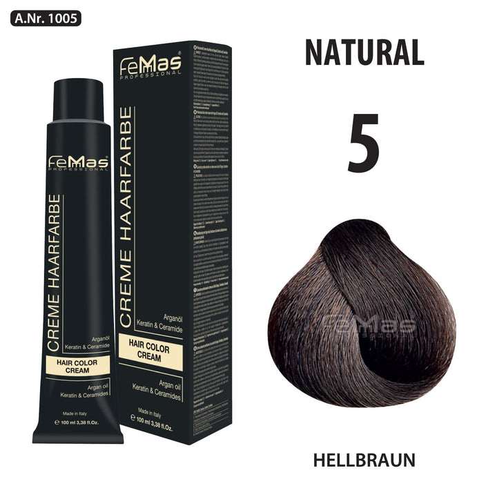 FemMas Haarfarbe 100 ml - Hellbraun (Farbcode: 5)