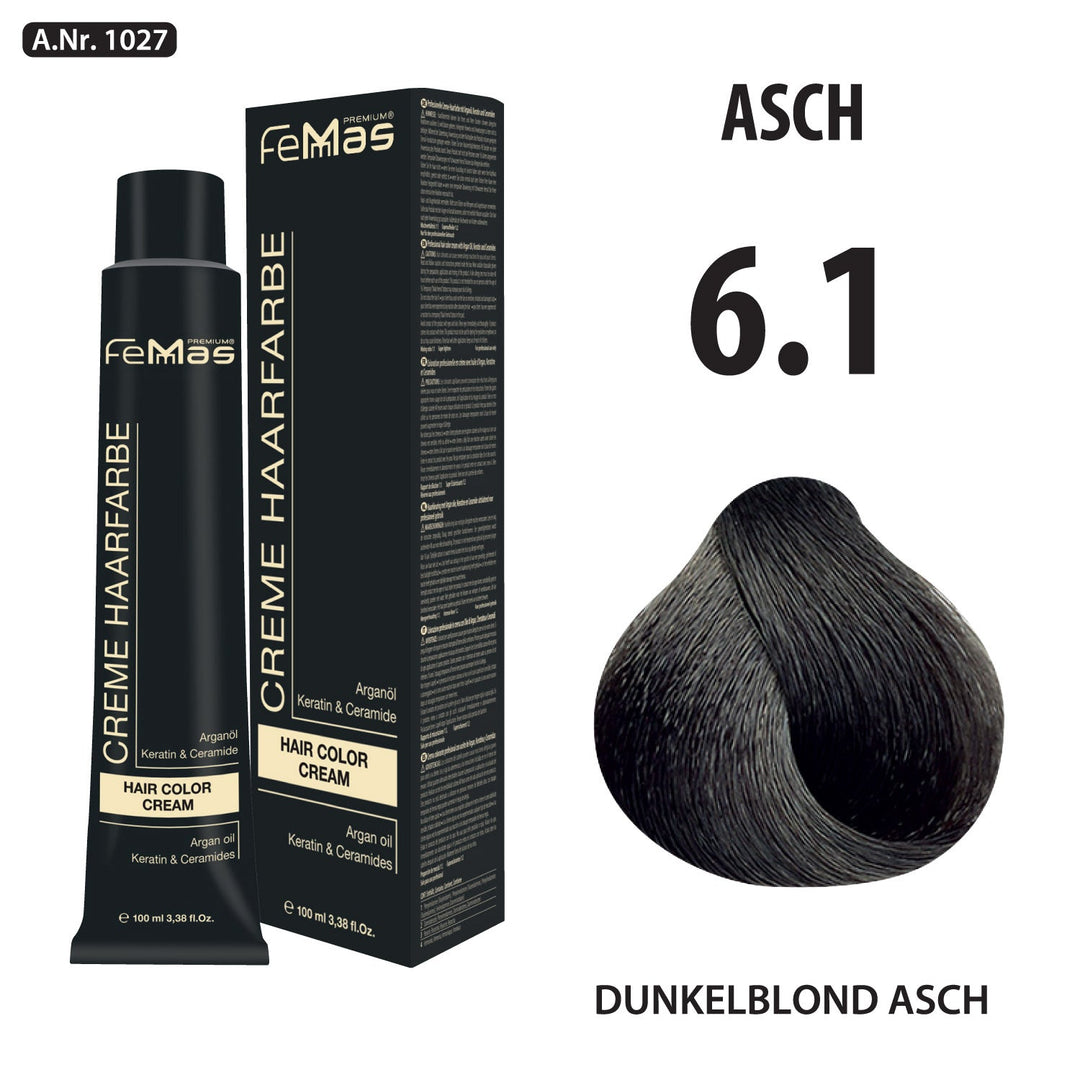 FemMas Haarfarbe 100 ml - Dunkelblond Asch (Farbcode: 6.1)