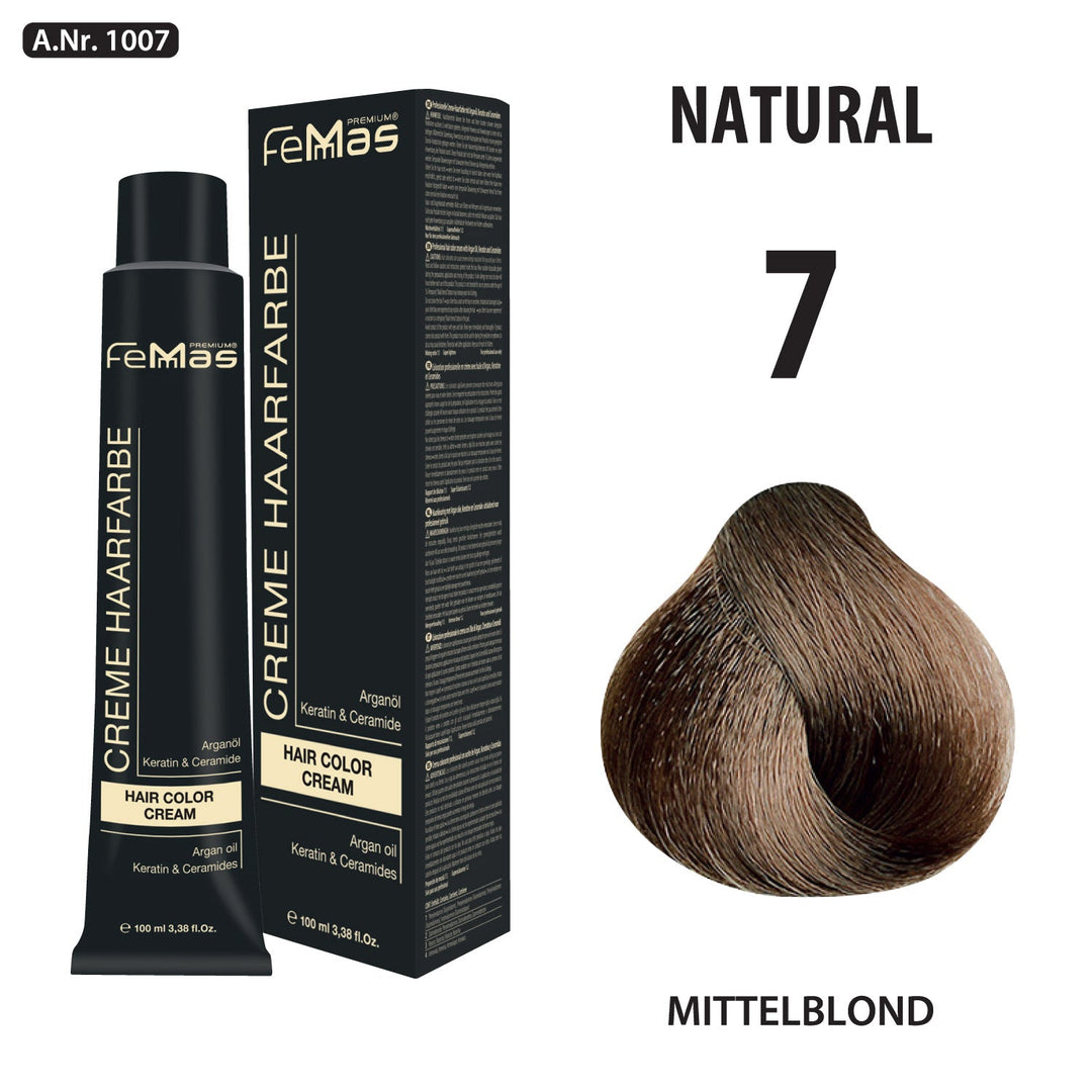 FemMas Haarfarbe 100 ml - Mittelblond (Farbcode: 7)