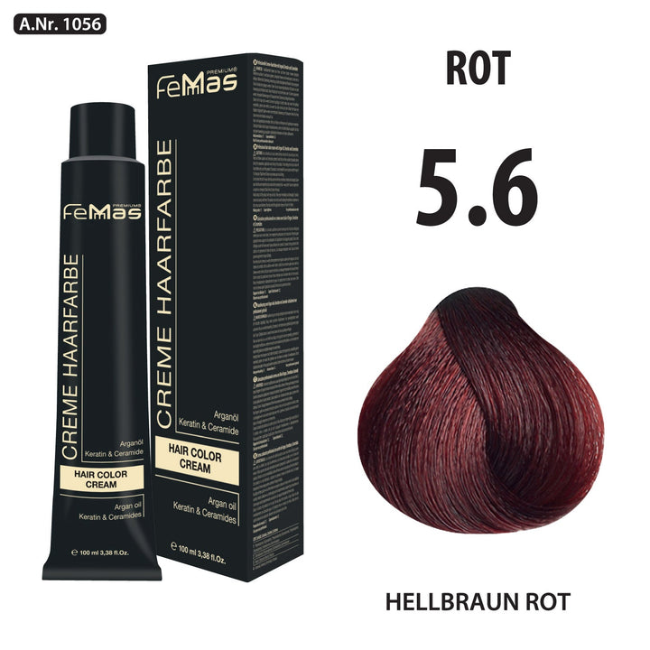 FemMas Haarfarbe 100 ml -  Hellbraun Rot (Farbcode: 5.6)