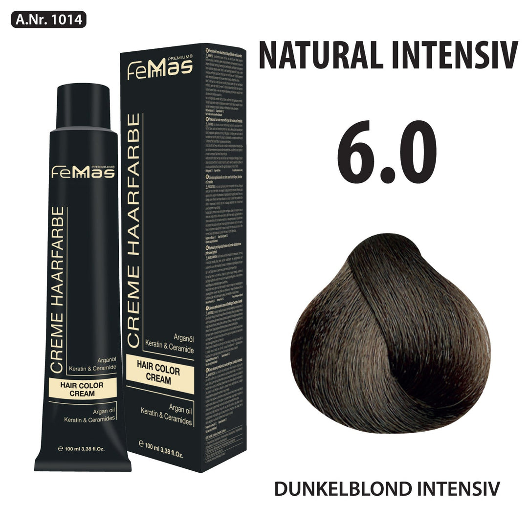 FemMas Haarfarbe 100 ml - Dunkelblond Intensive (Farbcode: 6.0)