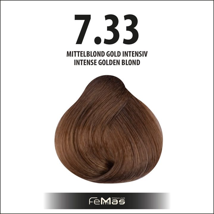 FemMas Haarfarbe 100 ml - Mittelblond Gold Intensiv (Farbcode: 7.33)
