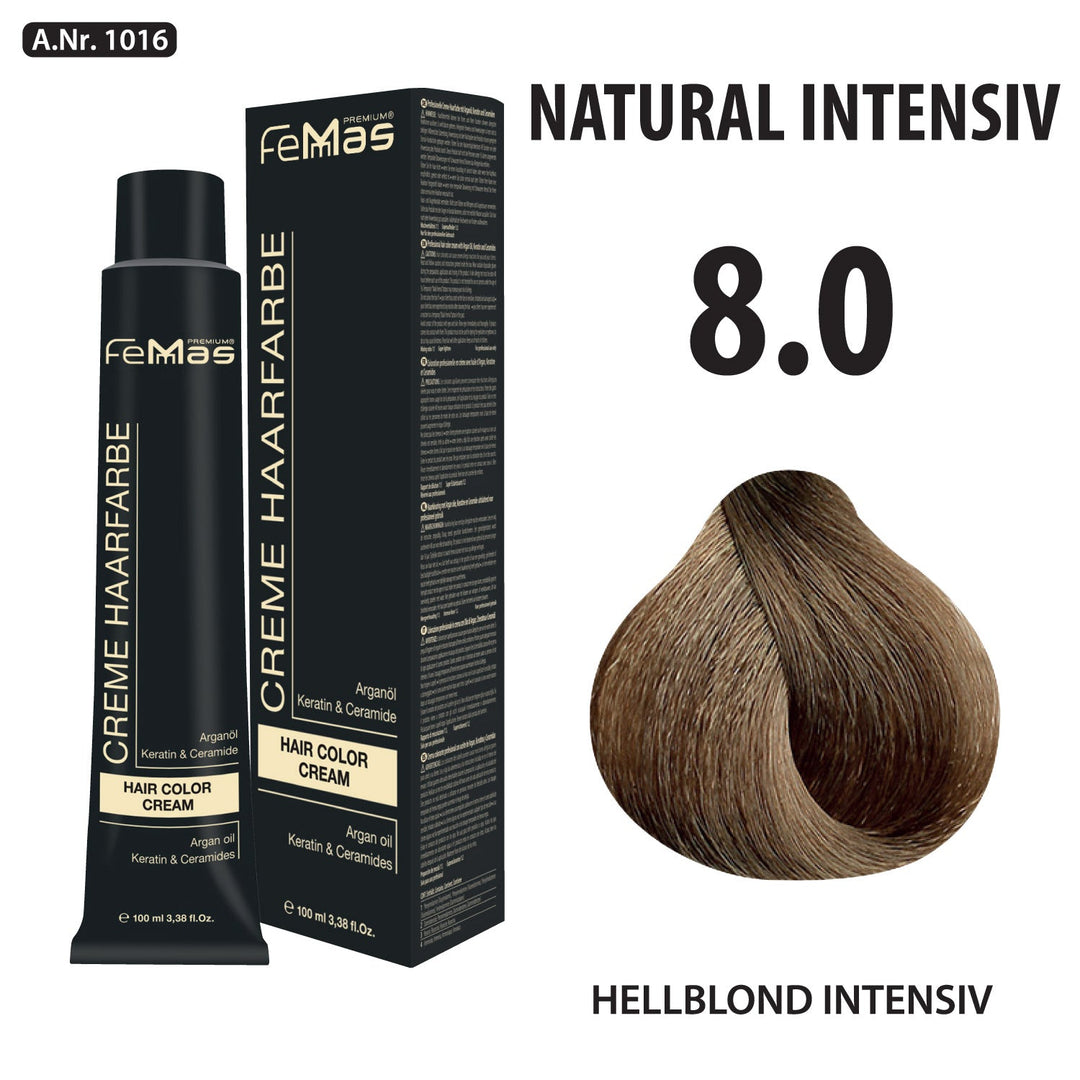 FemMas Haarfarbe 100 ml - Hellblond Intensive (Farbcode: 8.0)