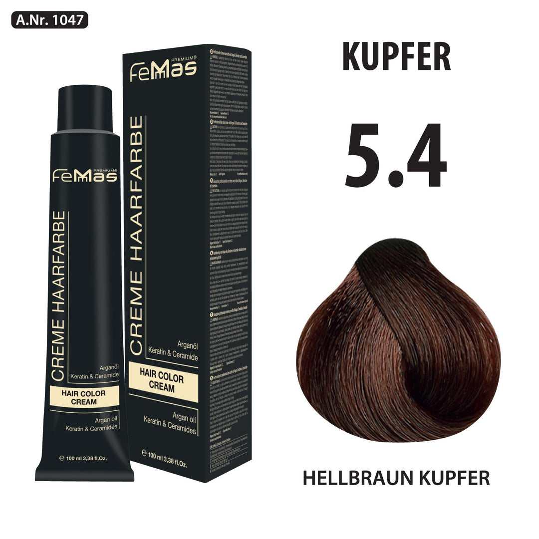 FemMas Haarfarbe 100 ml - Hellbraun Kupfer (Farbcode: 5.4)