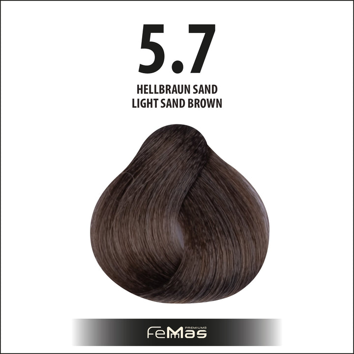 FemMas Haarfarbe 100 ml - Hellbraun Sand (Farbcode: 5.7)