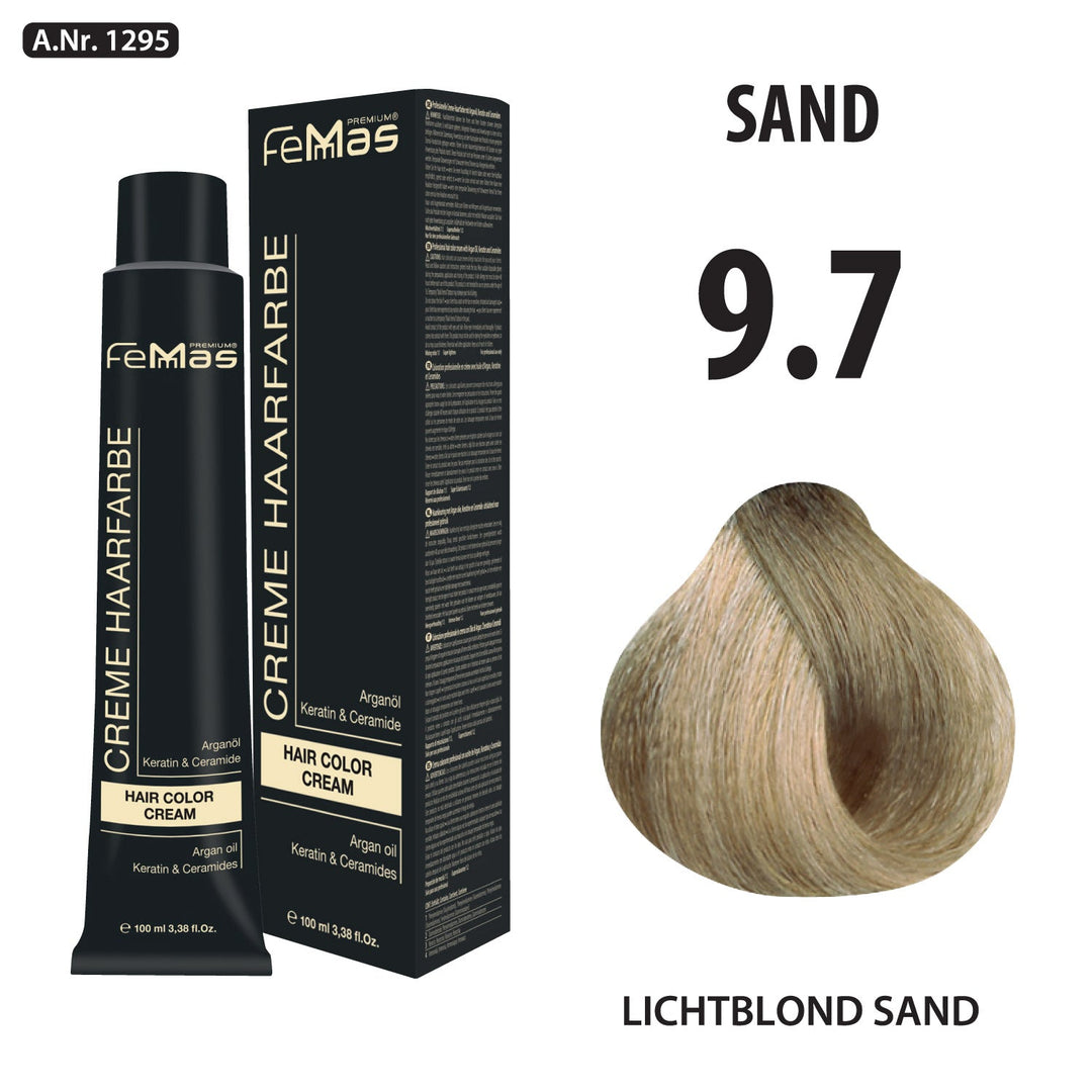 FemMas Haarfarbe 100 ml - Sehr Hellblond Sand (Farbcode: 9.7)