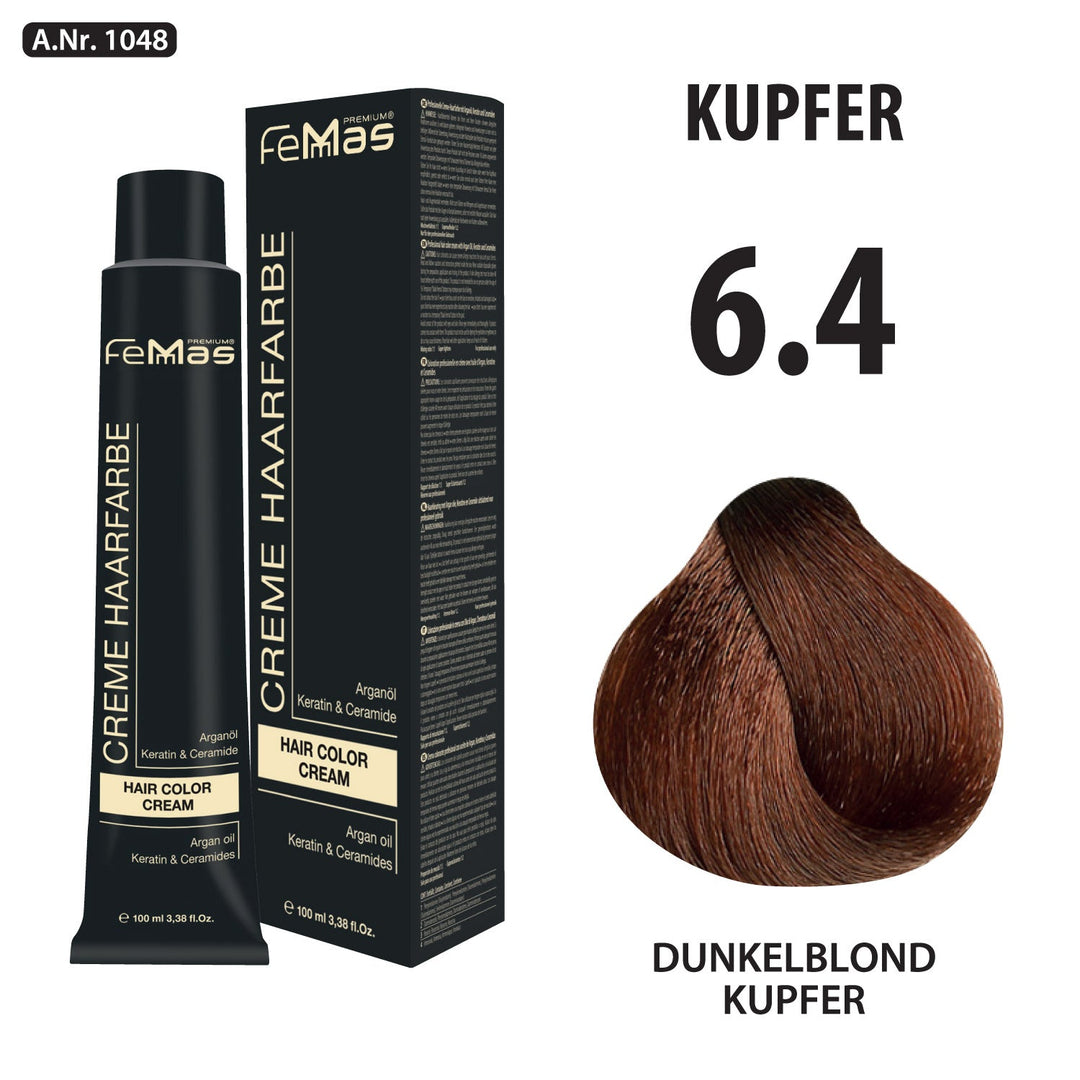FemMas Haarfarbe 100 ml - Dunkelblond Kupfer (Farbcode: 6.4)