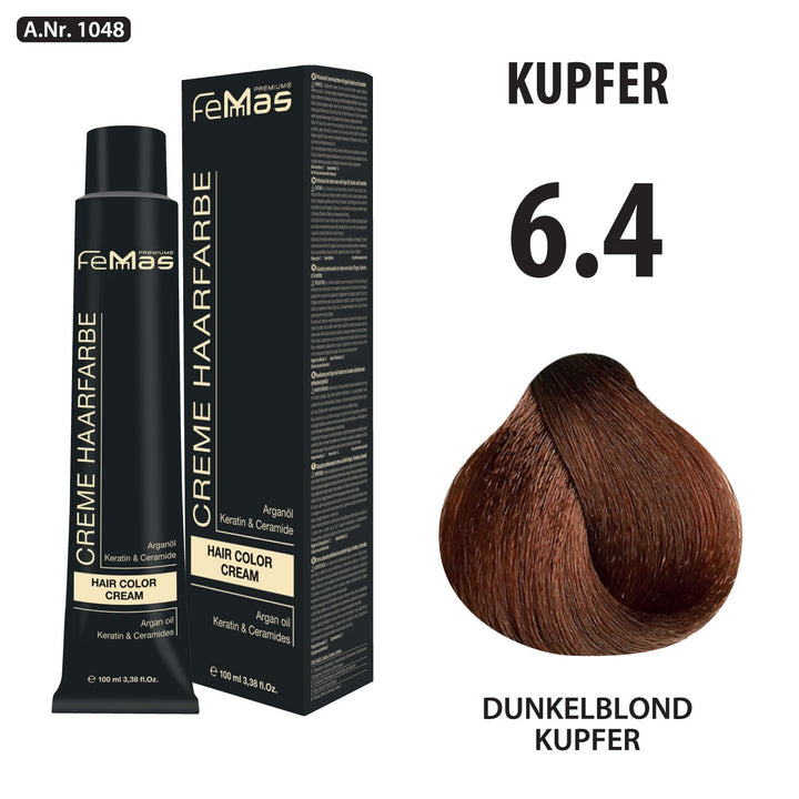 FemMas Haarfarbe 100 ml - Dunkelblond Kupfer (Farbcode: 6.4)