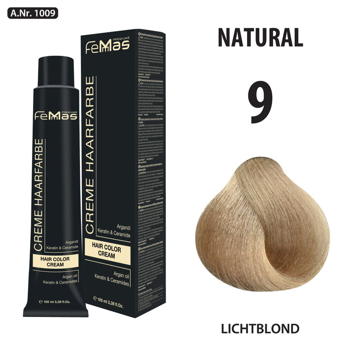 FemMas Haarfarbe 100 ml - Sehr Hellblond (Farbcode: 9)