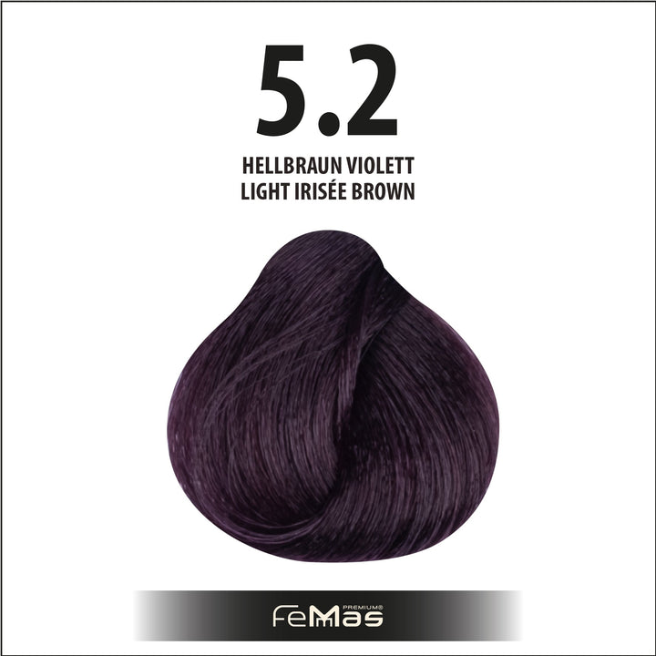 FemMas Haarfarbe 100 ml - Hellbraun Violett (Farbcode: 5.2)