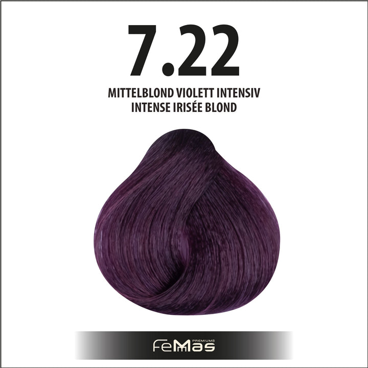 FemMas Haarfarbe 100 ml - Mittelblond Violett Intensiv (Farbcode: 7.22)