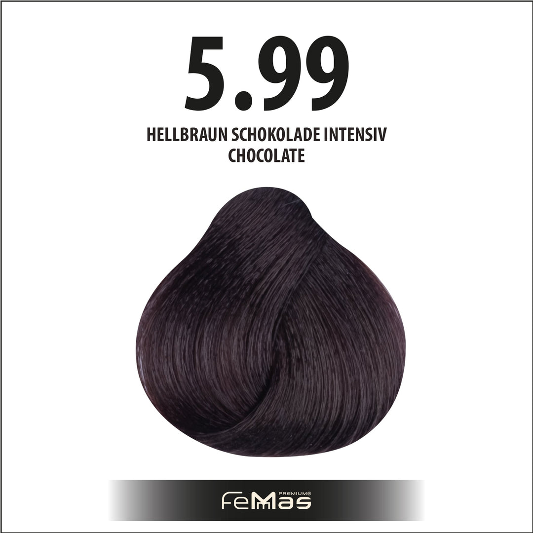 FemMas Haarfarbe 100 ml - Hellbraun Schokolade Intensiv (Farbcode: 5.99)