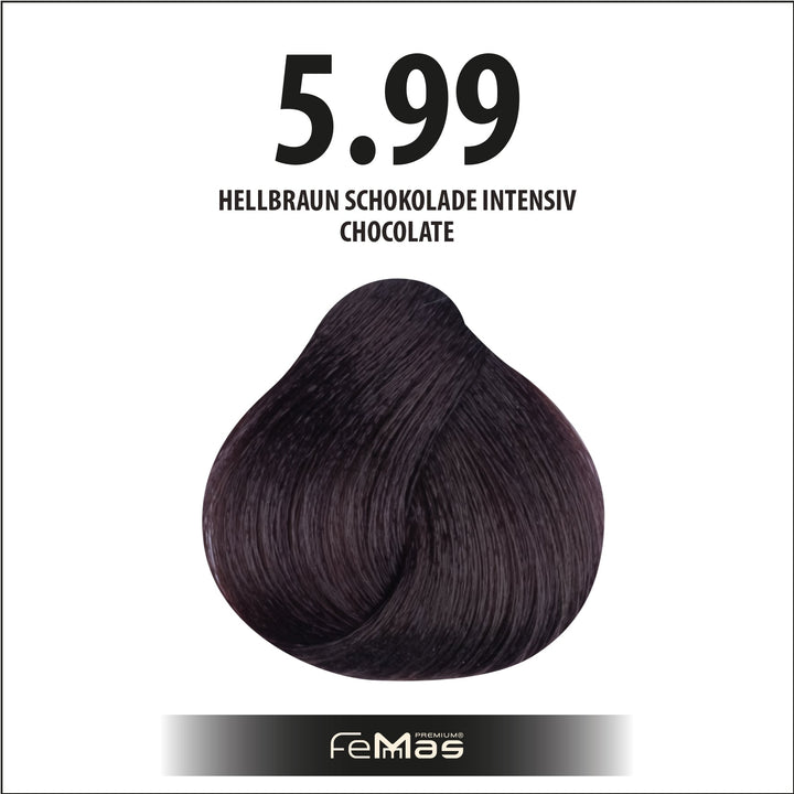 FemMas Haarfarbe 100 ml - Hellbraun Schokolade Intensiv (Farbcode: 5.99)